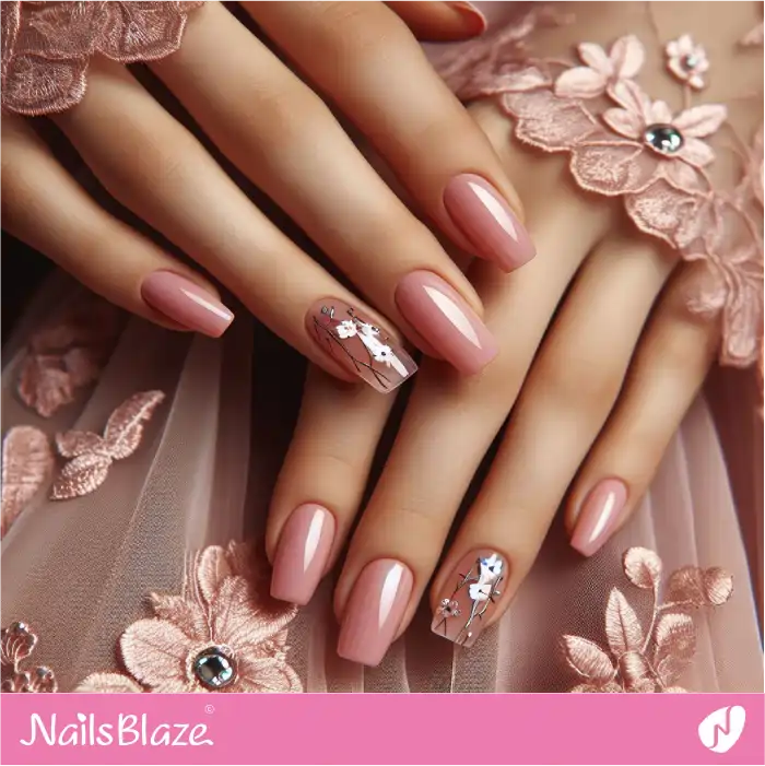 Flowers on Sheer Pink Nails | Spring Nails - NB4027